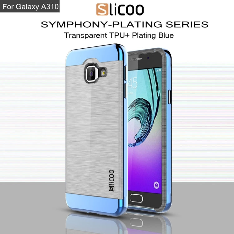 SLiCOO for Galaxy A3 (2016) / A310 Concise Fashion Separable Dichromatic Brushed Texture Transparent TPU + Electroplating PC Combination Case