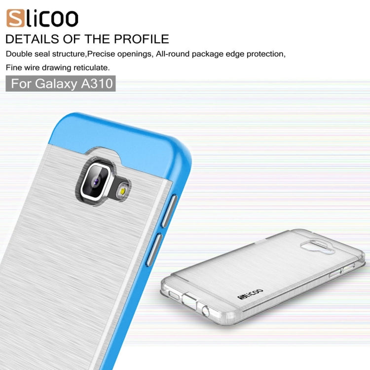 SLiCOO for Galaxy A3 (2016) / A310 Concise Fashion Separable Dichromatic Brushed Texture Transparent TPU + Electroplating PC Combination Case
