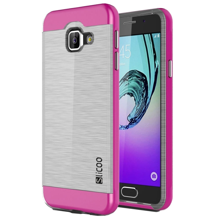 SLiCOO for Galaxy A3 (2016) / A310 Concise Fashion Separable Dichromatic Brushed Texture Transparent TPU + Electroplating PC Combination Case