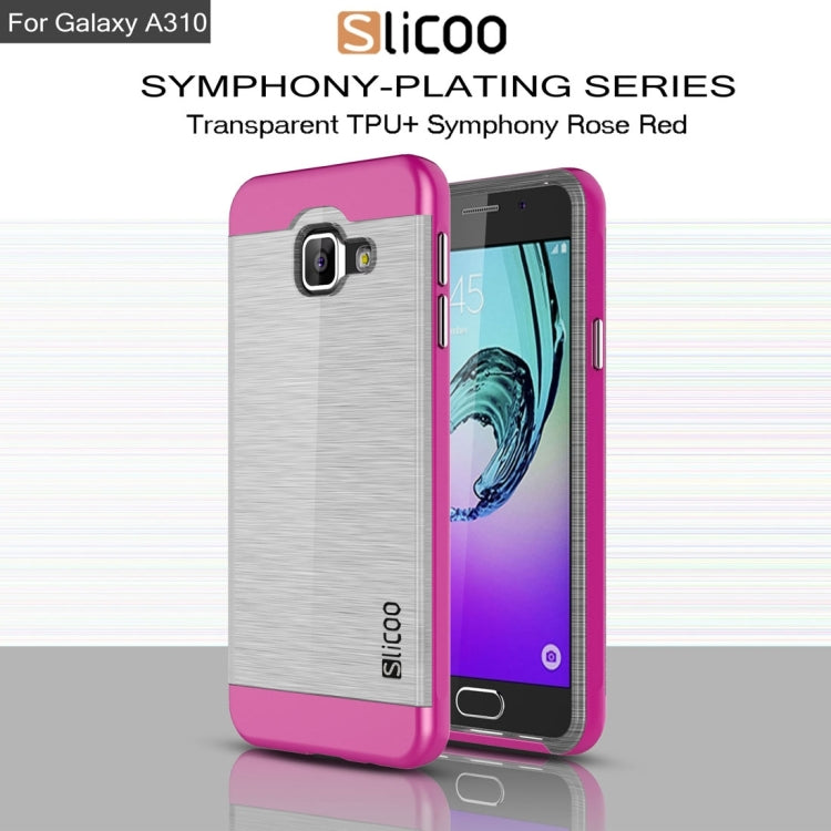 SLiCOO for Galaxy A3 (2016) / A310 Concise Fashion Separable Dichromatic Brushed Texture Transparent TPU + Electroplating PC Combination Case