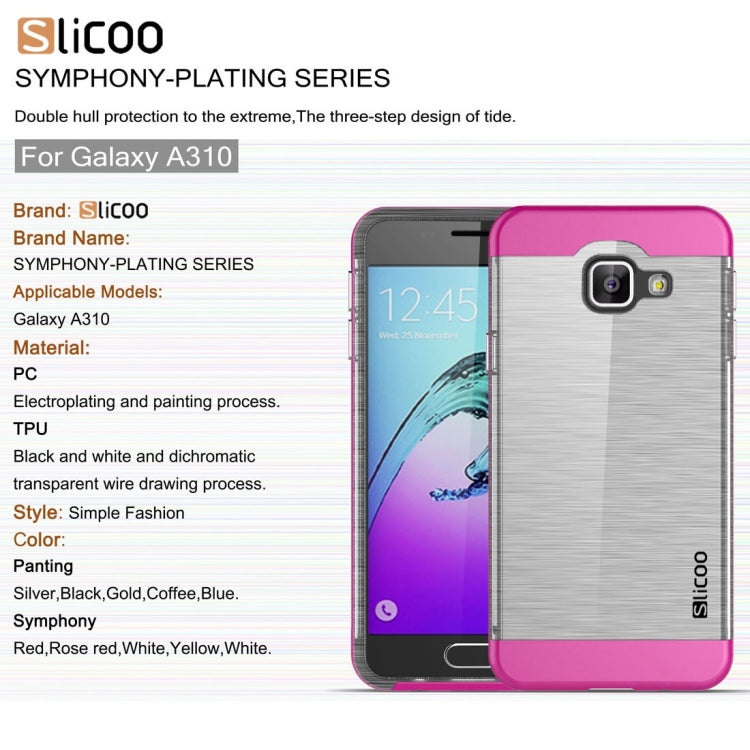 SLiCOO for Galaxy A3 (2016) / A310 Concise Fashion Separable Dichromatic Brushed Texture Transparent TPU + Electroplating PC Combination Case