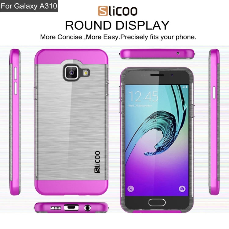 SLiCOO for Galaxy A3 (2016) / A310 Concise Fashion Separable Dichromatic Brushed Texture Transparent TPU + Electroplating PC Combination Case
