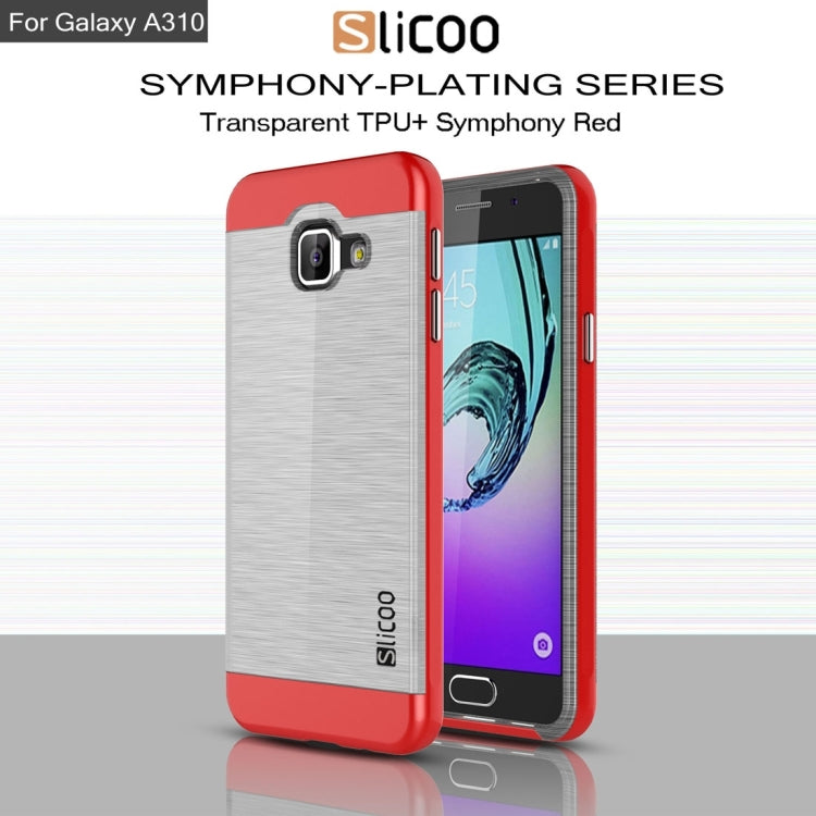 SLiCOO for Galaxy A3 (2016) / A310 Concise Fashion Separable Dichromatic Brushed Texture Transparent TPU + Electroplating PC Combination Case