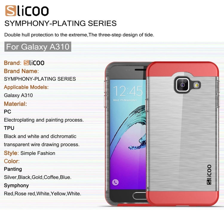 SLiCOO for Galaxy A3 (2016) / A310 Concise Fashion Separable Dichromatic Brushed Texture Transparent TPU + Electroplating PC Combination Case
