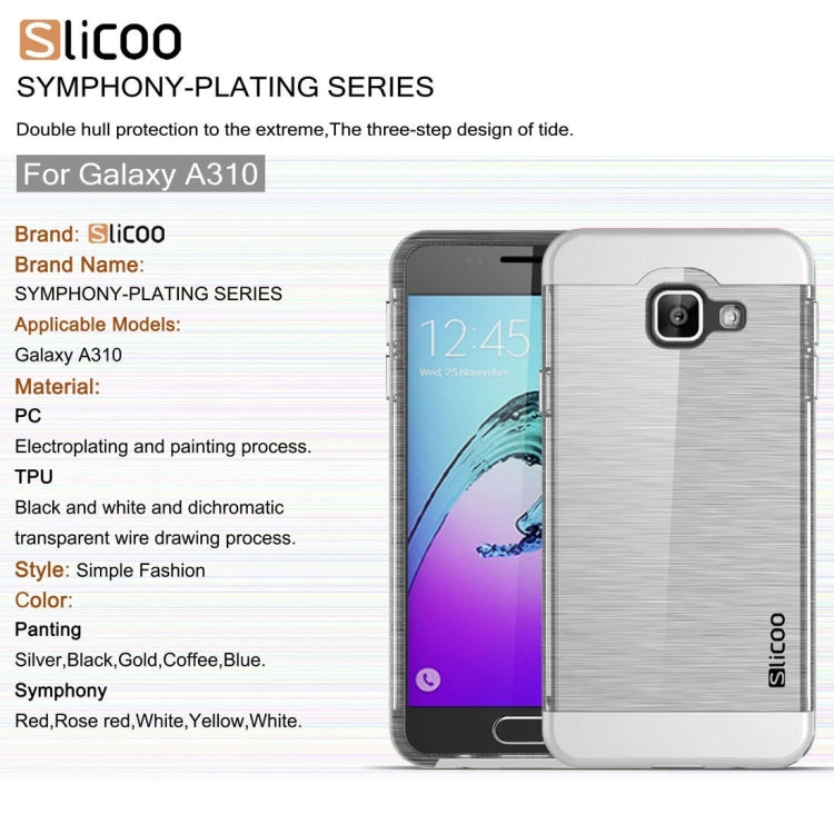 SLiCOO for Galaxy A3 (2016) / A310 Concise Fashion Separable Dichromatic Brushed Texture Transparent TPU + Electroplating PC Combination Case