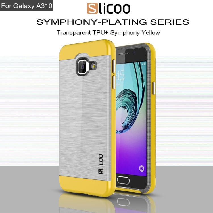 SLiCOO for Galaxy A3 (2016) / A310 Concise Fashion Separable Dichromatic Brushed Texture Transparent TPU + Electroplating PC Combination Case