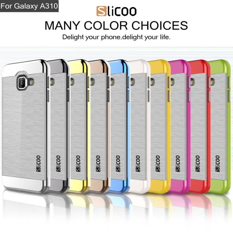 SLiCOO for Galaxy A3 (2016) / A310 Concise Fashion Separable Dichromatic Brushed Texture Transparent TPU + Electroplating PC Combination Case