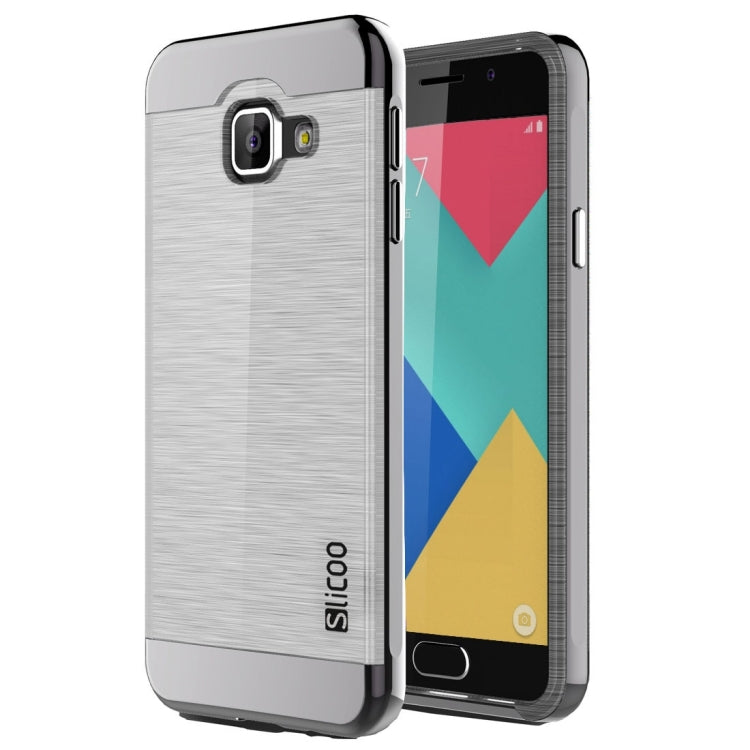 SLiCOO for Galaxy A7 (2016) / A710 Concise Fashion Separable Dichromatic Brushed Texture Transparent TPU + Electroplating PC Combination Case