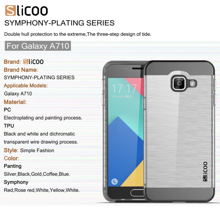 SLiCOO for Galaxy A7 (2016) / A710 Concise Fashion Separable Dichromatic Brushed Texture Transparent TPU + Electroplating PC Combination Case