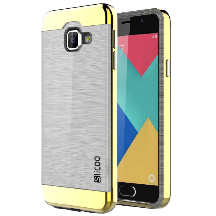 SLiCOO for Galaxy A7 (2016) / A710 Concise Fashion Separable Dichromatic Brushed Texture Transparent TPU + Electroplating PC Combination Case