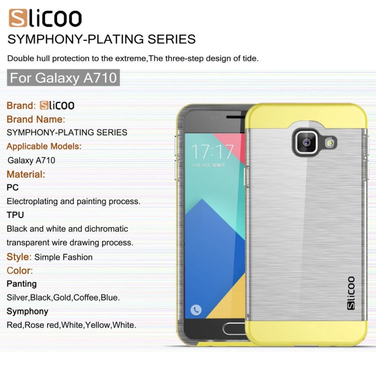 SLiCOO for Galaxy A7 (2016) / A710 Concise Fashion Separable Dichromatic Brushed Texture Transparent TPU + Electroplating PC Combination Case