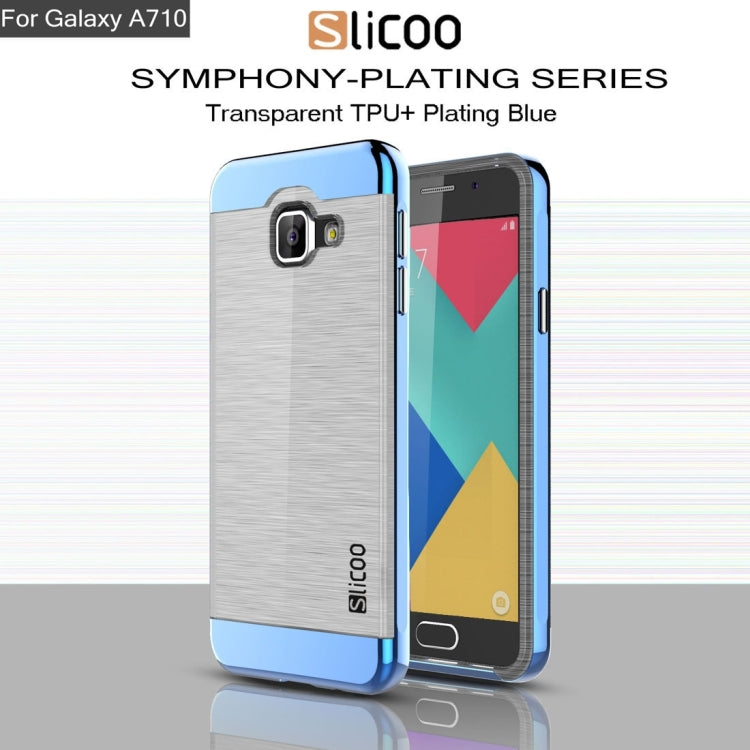 SLiCOO for Galaxy A7 (2016) / A710 Concise Fashion Separable Dichromatic Brushed Texture Transparent TPU + Electroplating PC Combination Case