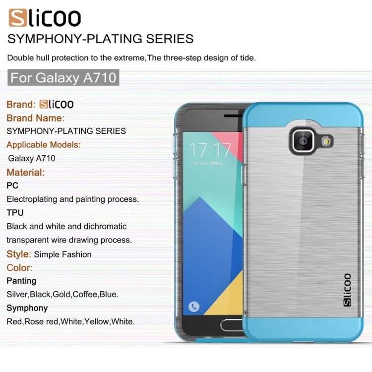 SLiCOO for Galaxy A7 (2016) / A710 Concise Fashion Separable Dichromatic Brushed Texture Transparent TPU + Electroplating PC Combination Case