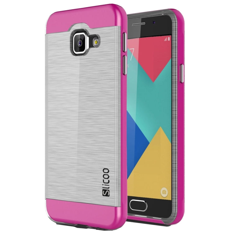 SLiCOO for Galaxy A7 (2016) / A710 Concise Fashion Separable Dichromatic Brushed Texture Transparent TPU + Electroplating PC Combination Case
