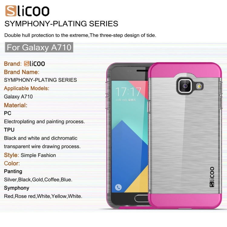 SLiCOO for Galaxy A7 (2016) / A710 Concise Fashion Separable Dichromatic Brushed Texture Transparent TPU + Electroplating PC Combination Case