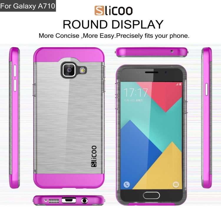 SLiCOO for Galaxy A7 (2016) / A710 Concise Fashion Separable Dichromatic Brushed Texture Transparent TPU + Electroplating PC Combination Case