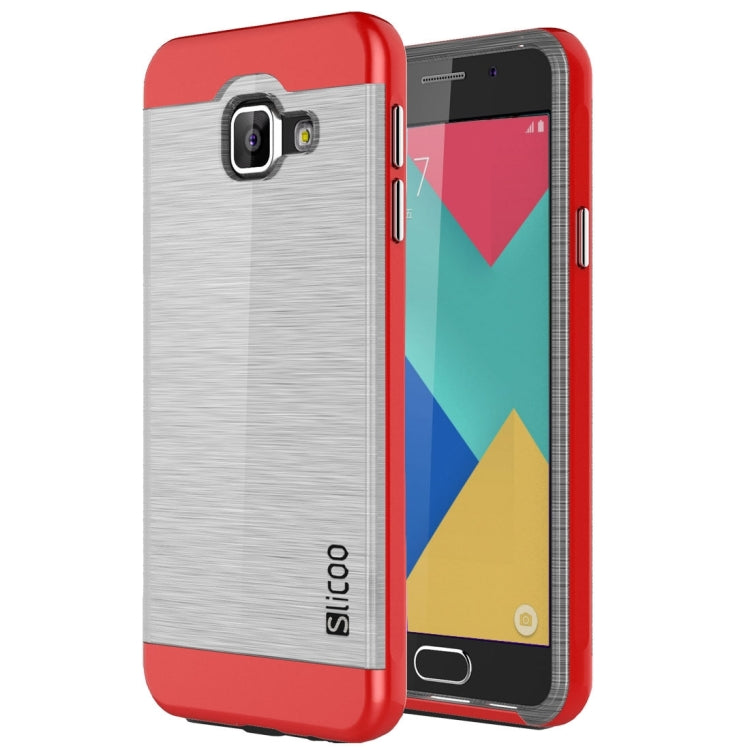 SLiCOO for Galaxy A7 (2016) / A710 Concise Fashion Separable Dichromatic Brushed Texture Transparent TPU + Electroplating PC Combination Case