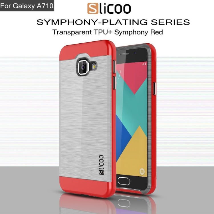 SLiCOO for Galaxy A7 (2016) / A710 Concise Fashion Separable Dichromatic Brushed Texture Transparent TPU + Electroplating PC Combination Case