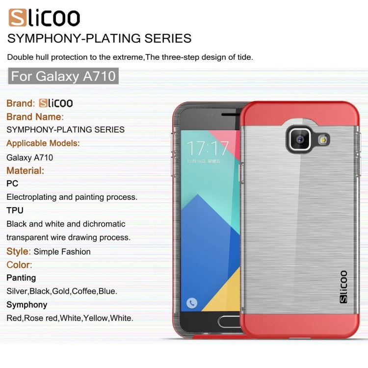 SLiCOO for Galaxy A7 (2016) / A710 Concise Fashion Separable Dichromatic Brushed Texture Transparent TPU + Electroplating PC Combination Case