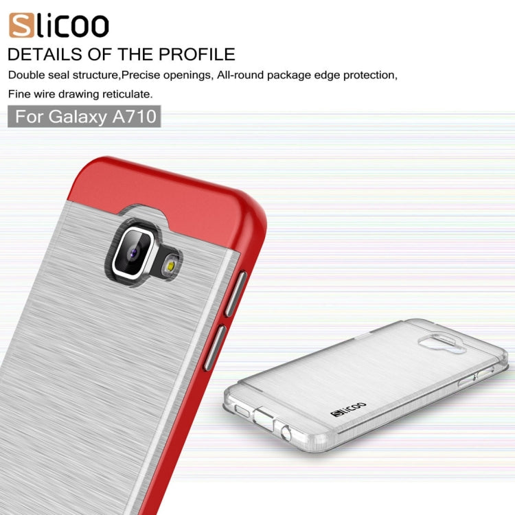SLiCOO for Galaxy A7 (2016) / A710 Concise Fashion Separable Dichromatic Brushed Texture Transparent TPU + Electroplating PC Combination Case