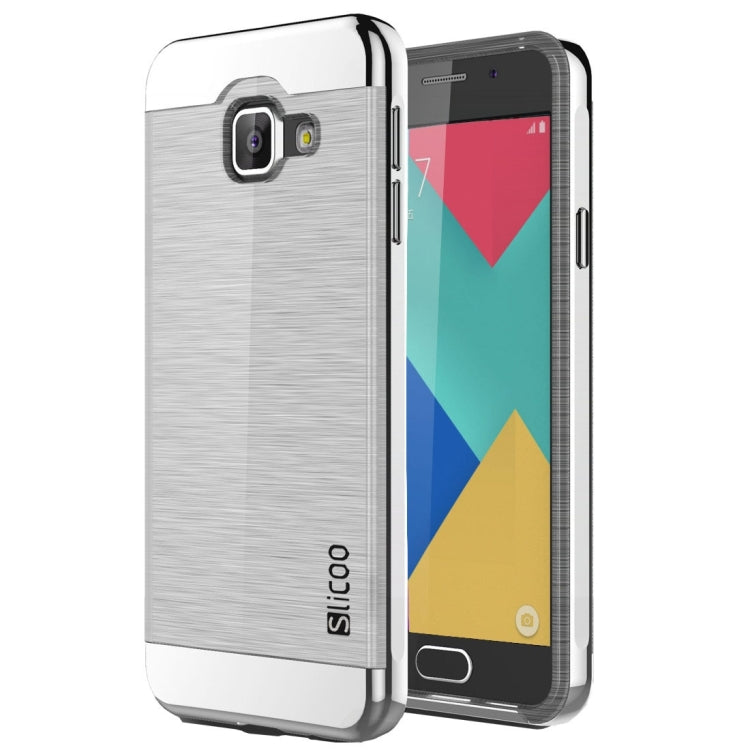 SLiCOO for Galaxy A7 (2016) / A710 Concise Fashion Separable Dichromatic Brushed Texture Transparent TPU + Electroplating PC Combination Case