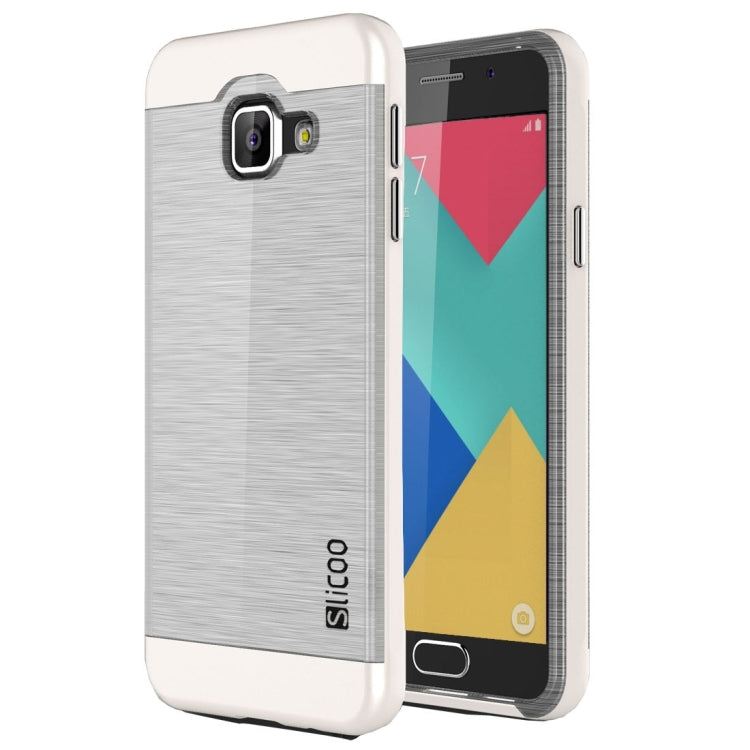 SLiCOO for Galaxy A7 (2016) / A710 Concise Fashion Separable Dichromatic Brushed Texture Transparent TPU + Electroplating PC Combination Case