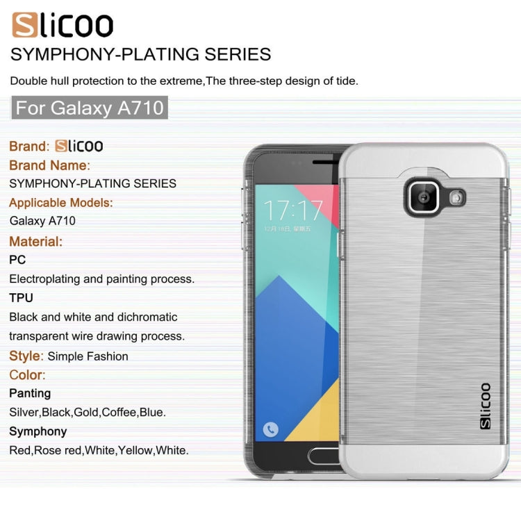 SLiCOO for Galaxy A7 (2016) / A710 Concise Fashion Separable Dichromatic Brushed Texture Transparent TPU + Electroplating PC Combination Case