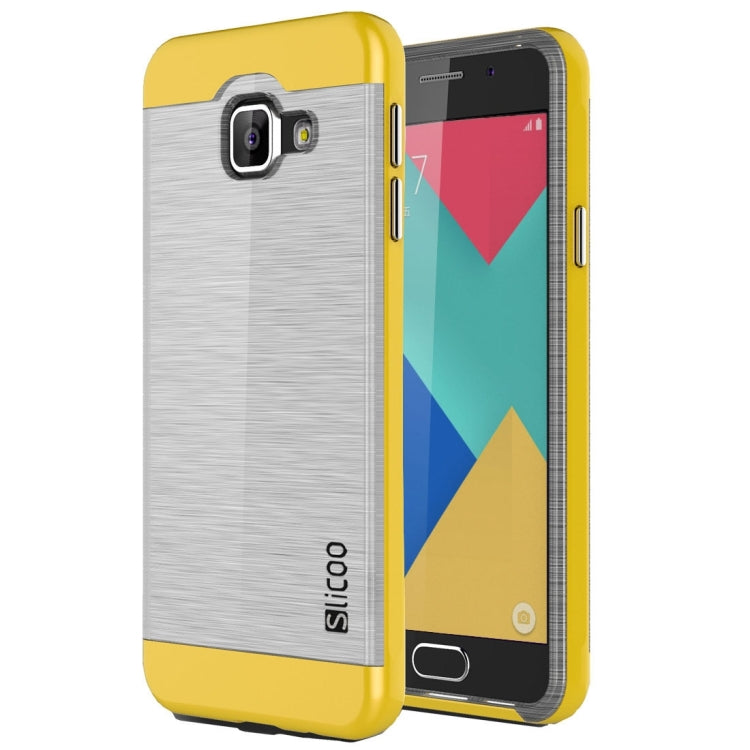 SLiCOO for Galaxy A7 (2016) / A710 Concise Fashion Separable Dichromatic Brushed Texture Transparent TPU + Electroplating PC Combination Case