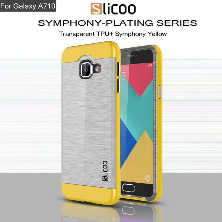 SLiCOO for Galaxy A7 (2016) / A710 Concise Fashion Separable Dichromatic Brushed Texture Transparent TPU + Electroplating PC Combination Case