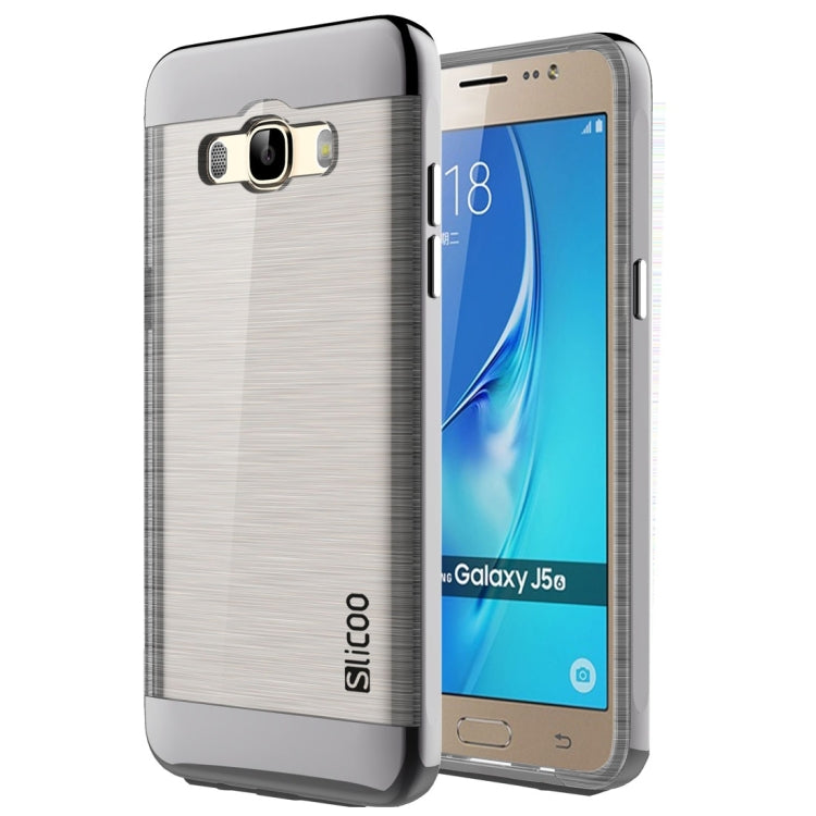 SLiCOO for Galaxy J5 (2016) / J510 Concise Fashion Separable Dichromatic Brushed Texture Transparent TPU + Electroplating PC Combination Case