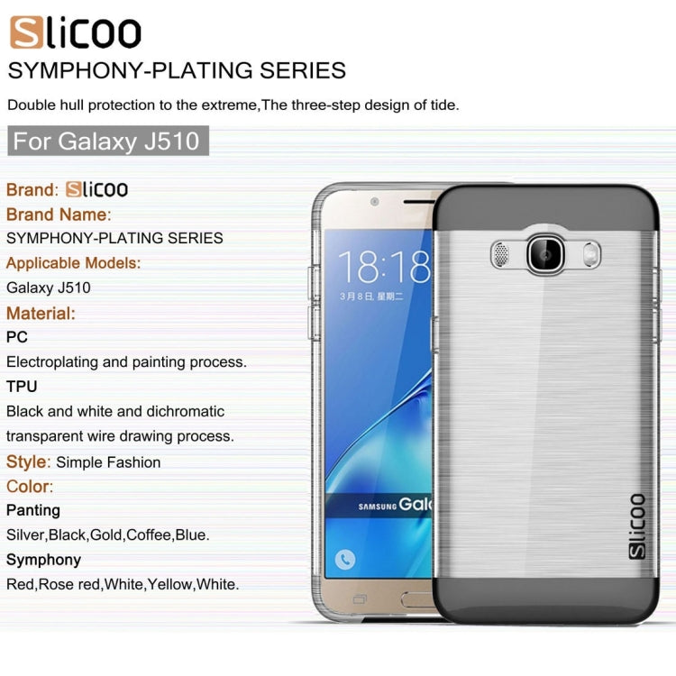 SLiCOO for Galaxy J5 (2016) / J510 Concise Fashion Separable Dichromatic Brushed Texture Transparent TPU + Electroplating PC Combination Case