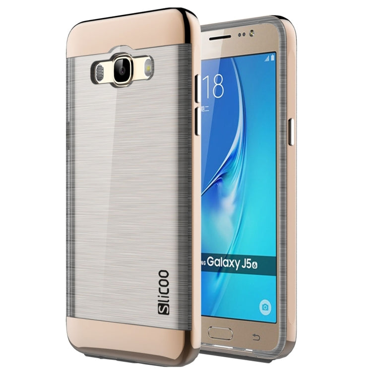 SLiCOO for Galaxy J5 (2016) / J510 Concise Fashion Separable Dichromatic Brushed Texture Transparent TPU + Electroplating PC Combination Case