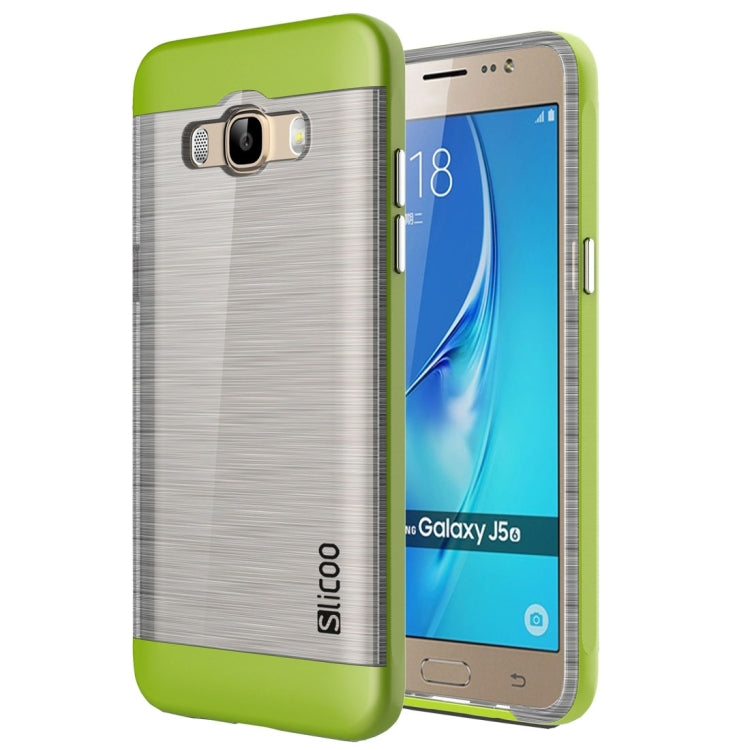 SLiCOO for Galaxy J5 (2016) / J510 Concise Fashion Separable Dichromatic Brushed Texture Transparent TPU + Electroplating PC Combination Case