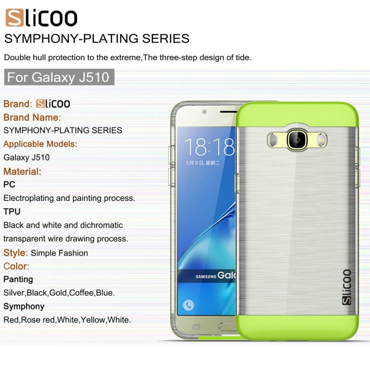 SLiCOO for Galaxy J5 (2016) / J510 Concise Fashion Separable Dichromatic Brushed Texture Transparent TPU + Electroplating PC Combination Case