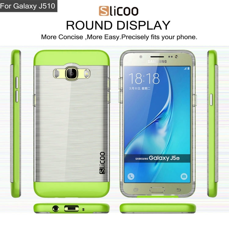 SLiCOO for Galaxy J5 (2016) / J510 Concise Fashion Separable Dichromatic Brushed Texture Transparent TPU + Electroplating PC Combination Case