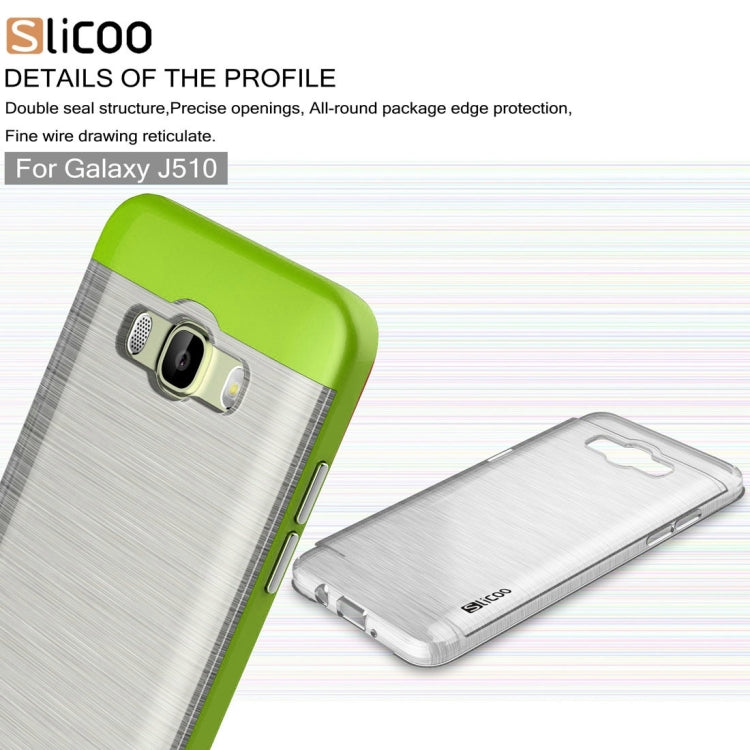 SLiCOO for Galaxy J5 (2016) / J510 Concise Fashion Separable Dichromatic Brushed Texture Transparent TPU + Electroplating PC Combination Case