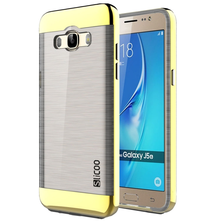 SLiCOO for Galaxy J5 (2016) / J510 Concise Fashion Separable Dichromatic Brushed Texture Transparent TPU + Electroplating PC Combination Case