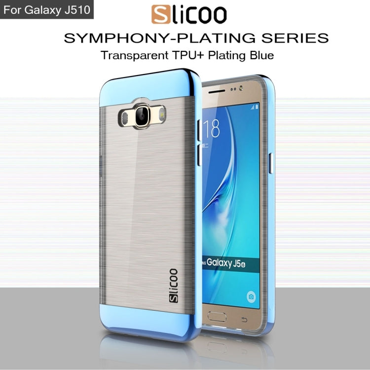 SLiCOO for Galaxy J5 (2016) / J510 Concise Fashion Separable Dichromatic Brushed Texture Transparent TPU + Electroplating PC Combination Case