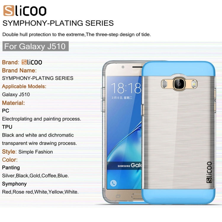 SLiCOO for Galaxy J5 (2016) / J510 Concise Fashion Separable Dichromatic Brushed Texture Transparent TPU + Electroplating PC Combination Case