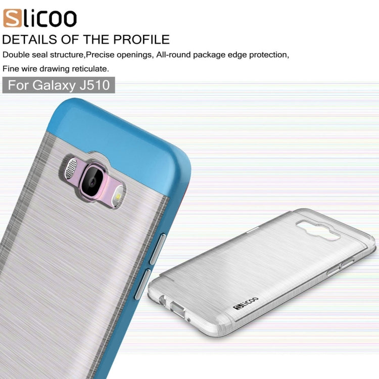 SLiCOO for Galaxy J5 (2016) / J510 Concise Fashion Separable Dichromatic Brushed Texture Transparent TPU + Electroplating PC Combination Case