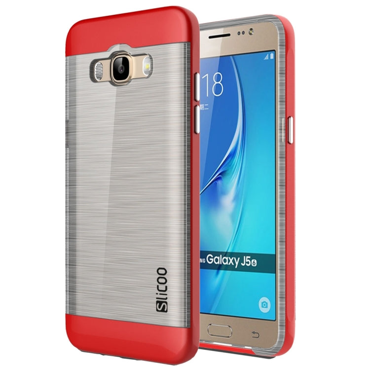 SLiCOO for Galaxy J5 (2016) / J510 Concise Fashion Separable Dichromatic Brushed Texture Transparent TPU + Electroplating PC Combination Case