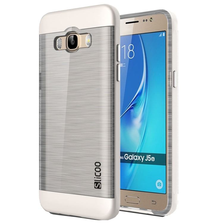 SLiCOO for Galaxy J5 (2016) / J510 Concise Fashion Separable Dichromatic Brushed Texture Transparent TPU + Electroplating PC Combination Case