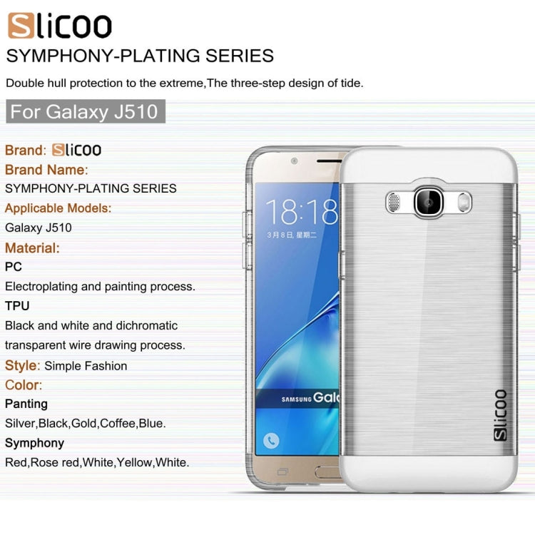 SLiCOO for Galaxy J5 (2016) / J510 Concise Fashion Separable Dichromatic Brushed Texture Transparent TPU + Electroplating PC Combination Case