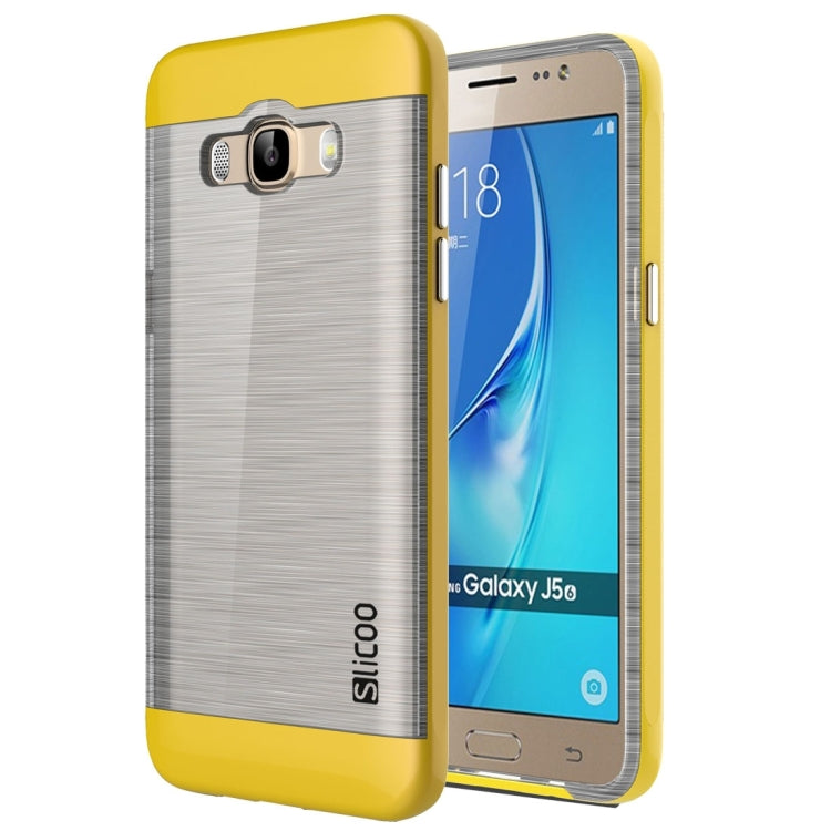 SLiCOO for Galaxy J5 (2016) / J510 Concise Fashion Separable Dichromatic Brushed Texture Transparent TPU + Electroplating PC Combination Case
