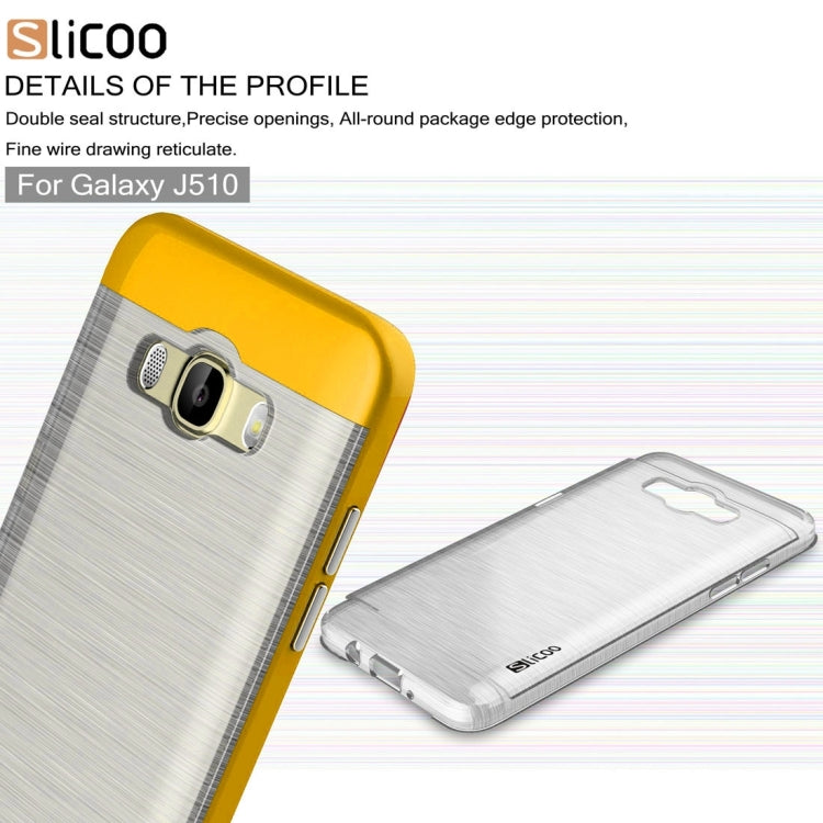 SLiCOO for Galaxy J5 (2016) / J510 Concise Fashion Separable Dichromatic Brushed Texture Transparent TPU + Electroplating PC Combination Case