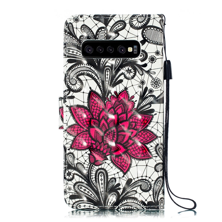 3D Lace Flower Pattern Horizontal Flip PU Leather Case for Galaxy S10, with Holder & Card Slots & Wallet & Photo Frame