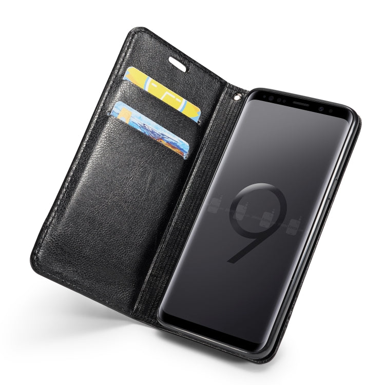 Double-sided Absorption Splicing Horizontal Flip Leather Case for Galaxy S9 Plus, with Holder & Card Slots & Lanyard