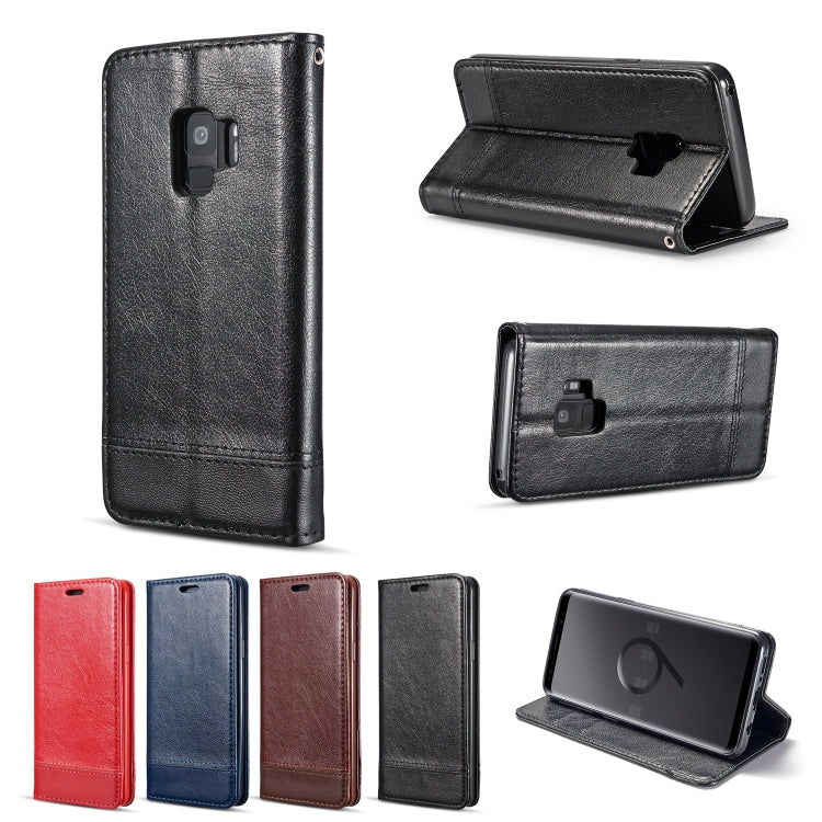 Double-sided Absorption Splicing Horizontal Flip Leather Case for Galaxy S9 Plus, with Holder & Card Slots & Lanyard