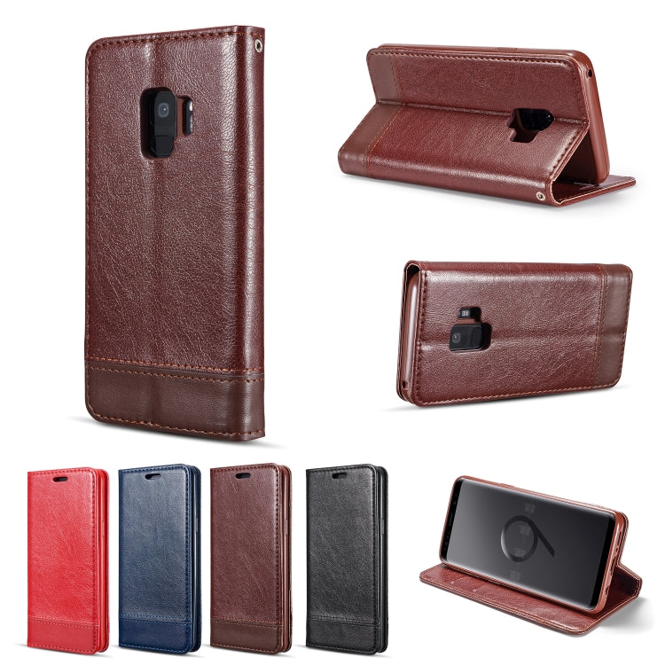 Double-sided Absorption Splicing Horizontal Flip Leather Case for Galaxy S9 Plus, with Holder & Card Slots & Lanyard