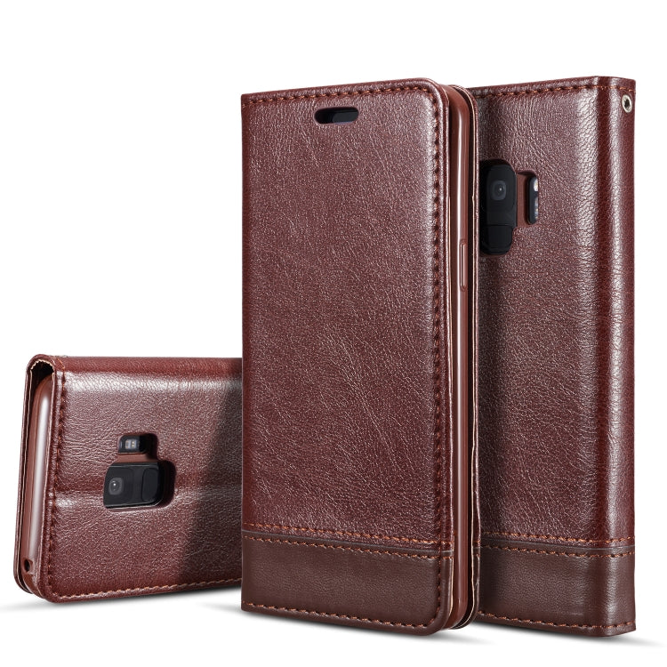 Double-sided Absorption Splicing Horizontal Flip Leather Case for Galaxy S9 Plus, with Holder & Card Slots & Lanyard